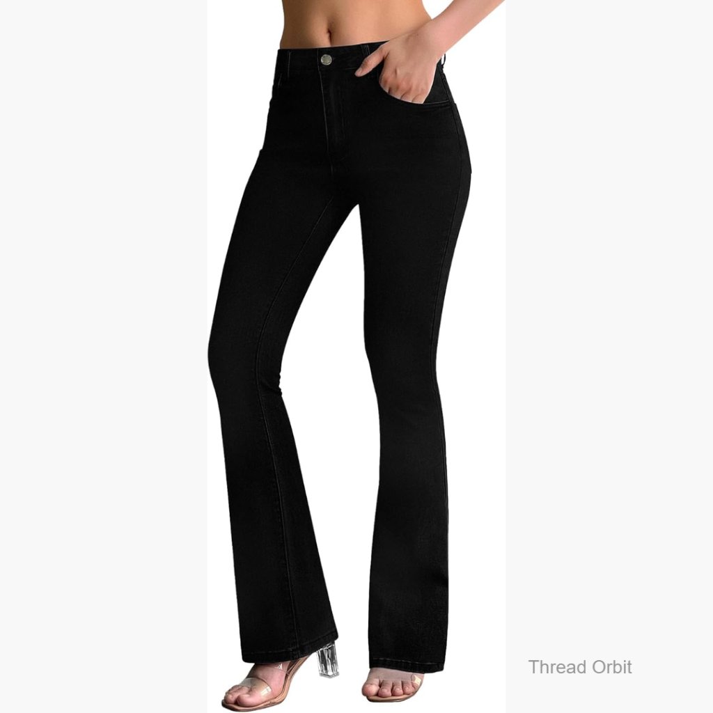 Stretchy Flare Jeans Mid Rise Bootcut Curvy Denim Pants